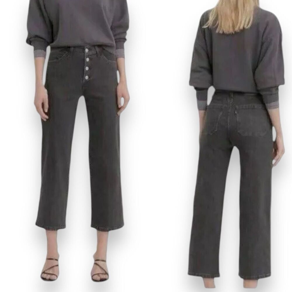 Levis Jeans WMNS 30x27 Grey Mile High Cropped Wide Leg Button Fly Denim Y2K